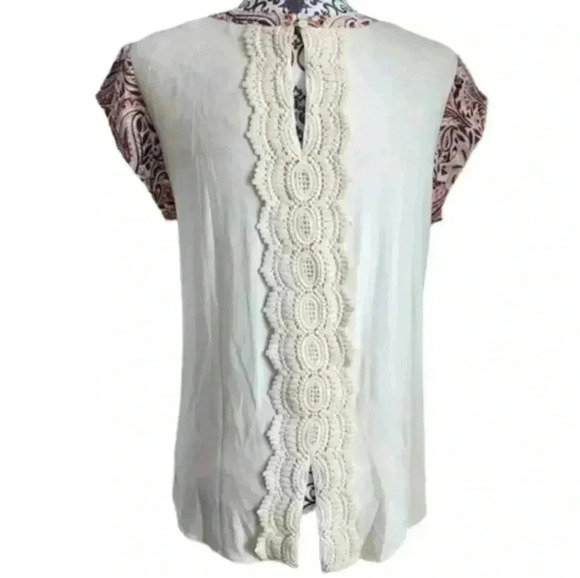 Daniel Rainn Top Womens Medium Boho Peasant Babydoll Romantic Dainty Paisley NWT - Picture 3 of 11